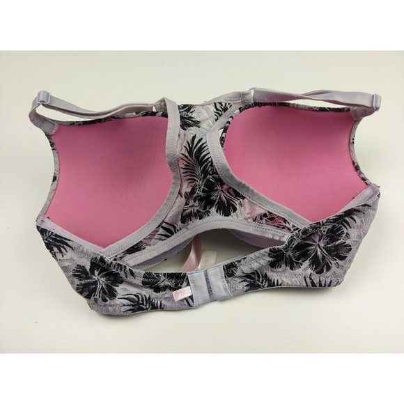 Victoria's Secret PINK Lightly Lined Push Up Bra Size 32DD Floral Lace - Picture 2 of 6